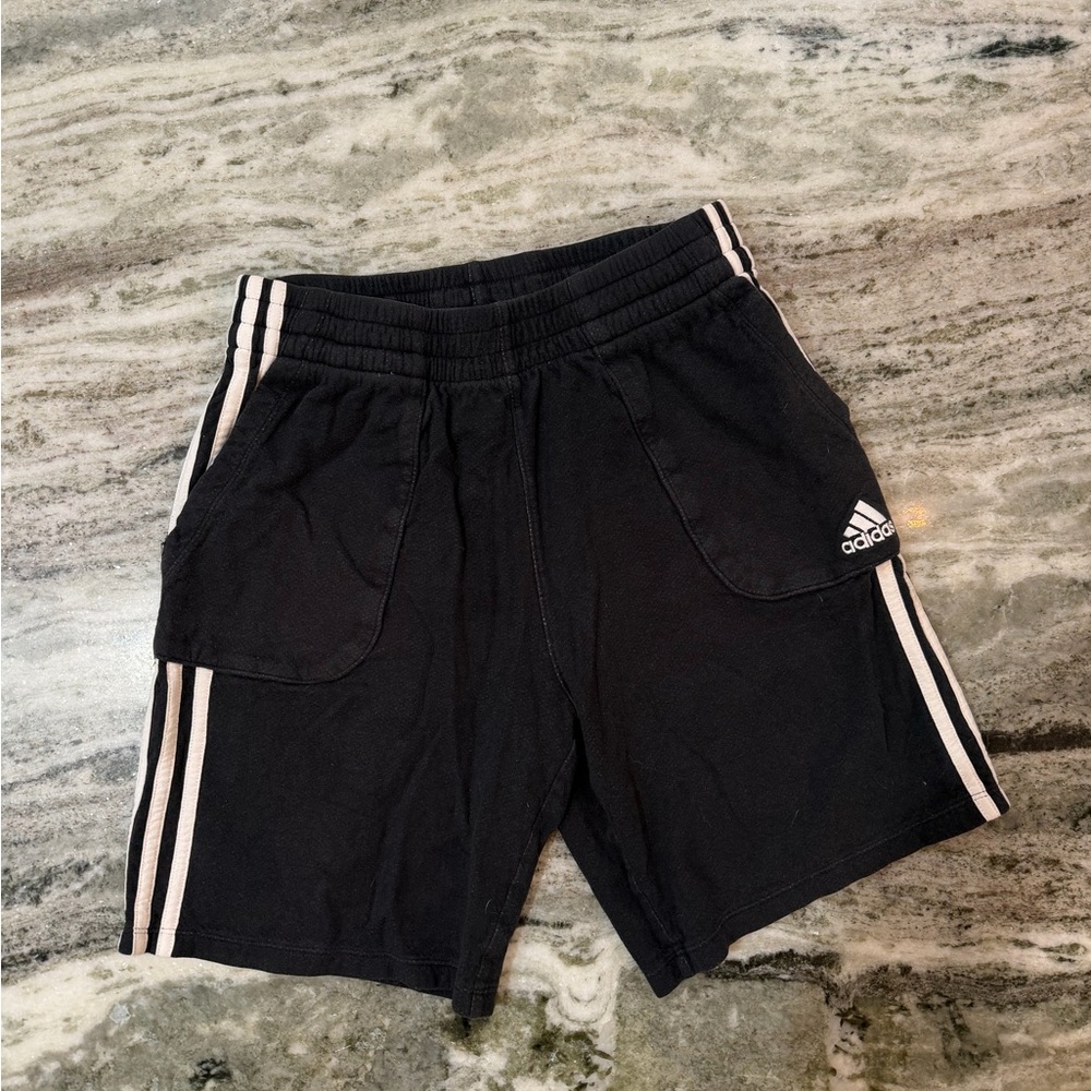 Adidas Kids Black Shorts with White Stripes XL